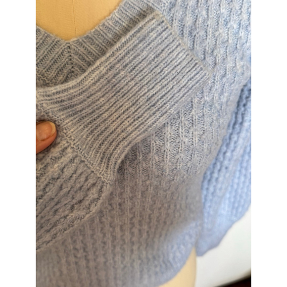 Women's Hippie Rose Light Blue V-Neck Knit ribbed trim Sweater S - Picture 3 of 9